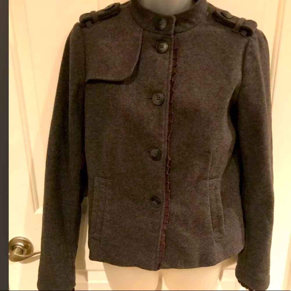 Gap Women’s Sz 6 Gray Button Down Wool Moto Coat